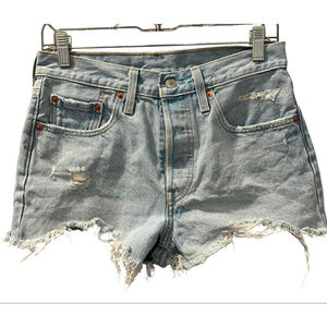 Levi's Strauss 501 Button Fly Denim Jean Shorts Sz 27 Waist Casual Boho Western